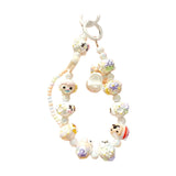 Maxbell Beaded Keychain Charm Beads Women Hanging Ornament Key Chain Engagement Gift White