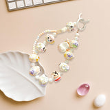Maxbell Beaded Keychain Charm Beads Women Hanging Ornament Key Chain Engagement Gift White