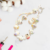 Maxbell Beaded Keychain Charm Beads Women Hanging Ornament Key Chain Engagement Gift White