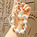Maxbell Beaded Keychain Charm Beads Women Hanging Ornament Key Chain Engagement Gift White