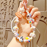 Maxbell Beaded Keychain Charm Beads Women Hanging Ornament Key Chain Engagement Gift Pink