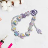 Maxbell Beaded Keychain Charm Beads Women Hanging Ornament Key Chain Engagement Gift Purple