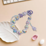 Maxbell Beaded Keychain Charm Beads Women Hanging Ornament Key Chain Engagement Gift Purple