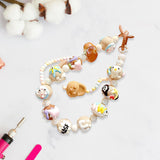 Maxbell Beaded Keychain Charm Beads Women Hanging Ornament Key Chain Engagement Gift Brown