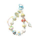 Maxbell Beaded Keychain Charm Beads Women Hanging Ornament Key Chain Engagement Gift Blue