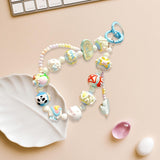 Maxbell Beaded Keychain Charm Beads Women Hanging Ornament Key Chain Engagement Gift Blue