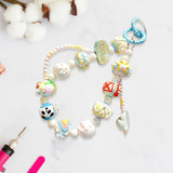 Maxbell Beaded Keychain Charm Beads Women Hanging Ornament Key Chain Engagement Gift Blue