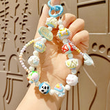 Maxbell Beaded Keychain Charm Beads Women Hanging Ornament Key Chain Engagement Gift Blue