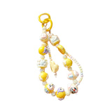 Maxbell Beaded Keychain Charm Beads Women Hanging Ornament Key Chain Engagement Gift Yellow