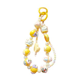 Maxbell Beaded Keychain Charm Beads Women Hanging Ornament Key Chain Engagement Gift Yellow
