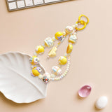 Maxbell Beaded Keychain Charm Beads Women Hanging Ornament Key Chain Engagement Gift Yellow