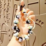 Maxbell Beaded Keychain Charm Beads Women Hanging Ornament Key Chain Engagement Gift Black