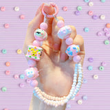 Maxbell Beaded Keychain Pendant Cute Keychain Wristlet for Women Gift Backpack Purse Pink