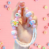 Maxbell Beaded Keychain Pendant Cute Keychain Wristlet for Women Gift Backpack Purse Pink