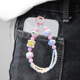 Maxbell Beaded Keychain Pendant Cute Keychain Wristlet for Women Gift Backpack Purse Pink