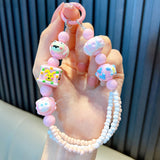 Maxbell Beaded Keychain Pendant Cute Keychain Wristlet for Women Gift Backpack Purse Pink