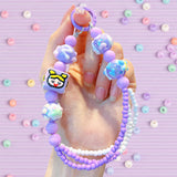 Maxbell Beaded Keychain Pendant Cute Keychain Wristlet for Women Gift Backpack Purse Purple