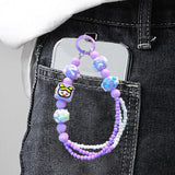Maxbell Beaded Keychain Pendant Cute Keychain Wristlet for Women Gift Backpack Purse Purple