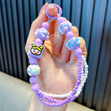 Maxbell Beaded Keychain Pendant Cute Keychain Wristlet for Women Gift Backpack Purse Purple