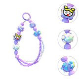 Maxbell Beaded Keychain Pendant Cute Keychain Wristlet for Women Gift Backpack Purse Purple