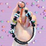 Maxbell Beaded Keychain Pendant Cute Keychain Wristlet for Women Gift Backpack Purse Black