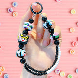 Maxbell Beaded Keychain Pendant Cute Keychain Wristlet for Women Gift Backpack Purse Black