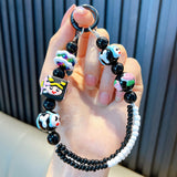 Maxbell Beaded Keychain Pendant Cute Keychain Wristlet for Women Gift Backpack Purse Black