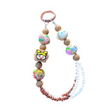 Maxbell Beaded Keychain Pendant Cute Keychain Wristlet for Women Gift Backpack Purse Brown