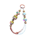 Maxbell Beaded Keychain Pendant Cute Keychain Wristlet for Women Gift Backpack Purse Brown