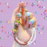 Maxbell Beaded Keychain Pendant Cute Keychain Wristlet for Women Gift Backpack Purse Brown