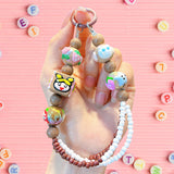 Maxbell Beaded Keychain Pendant Cute Keychain Wristlet for Women Gift Backpack Purse Brown