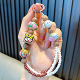 Maxbell Beaded Keychain Pendant Cute Keychain Wristlet for Women Gift Backpack Purse Brown