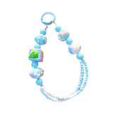 Maxbell Beaded Keychain Pendant Cute Keychain Wristlet for Women Gift Backpack Purse Blue