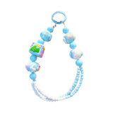 Maxbell Beaded Keychain Pendant Cute Keychain Wristlet for Women Gift Backpack Purse Blue