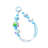 Maxbell Beaded Keychain Pendant Cute Keychain Wristlet for Women Gift Backpack Purse Blue