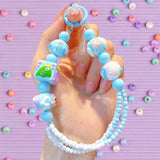 Maxbell Beaded Keychain Pendant Cute Keychain Wristlet for Women Gift Backpack Purse Blue