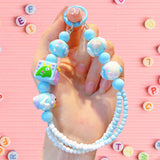 Maxbell Beaded Keychain Pendant Cute Keychain Wristlet for Women Gift Backpack Purse Blue