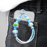Maxbell Beaded Keychain Pendant Cute Keychain Wristlet for Women Gift Backpack Purse Blue