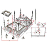 Maxbell Turkey Mosque Architecture Model Kits DIY Building Kits for Desktop Birthday