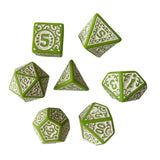 Maxbell 7 Pieces Polyhedral Dices Set Mini Dices Party Game Dices for Bar Home Party Green