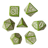 Maxbell 7 Pieces Polyhedral Dices Set Mini Dices Party Game Dices for Bar Home Party Green