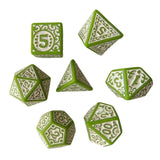 Maxbell 7 Pieces Polyhedral Dices Set Mini Dices Party Game Dices for Bar Home Party Green