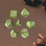 Maxbell 7 Pieces Polyhedral Dices Set Mini Dices Party Game Dices for Bar Home Party Green