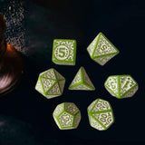 Maxbell 7 Pieces Polyhedral Dices Set Mini Dices Party Game Dices for Bar Home Party Green
