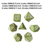 Maxbell 7 Pieces Polyhedral Dices Set Mini Dices Party Game Dices for Bar Home Party Green