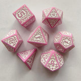 Maxbell 7 Pieces Polyhedral Dices Set Mini Dices Party Game Dices for Bar Home Party Pink