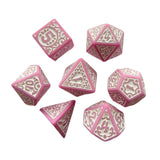 Maxbell 7 Pieces Polyhedral Dices Set Mini Dices Party Game Dices for Bar Home Party Pink