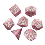 Maxbell 7 Pieces Polyhedral Dices Set Mini Dices Party Game Dices for Bar Home Party Pink