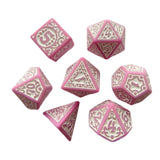 Maxbell 7 Pieces Polyhedral Dices Set Mini Dices Party Game Dices for Bar Home Party Pink
