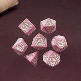 Maxbell 7 Pieces Polyhedral Dices Set Mini Dices Party Game Dices for Bar Home Party Pink